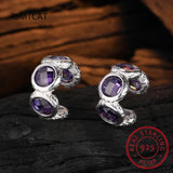 925 Silver Amethyst CZ Ear Cuff Earring