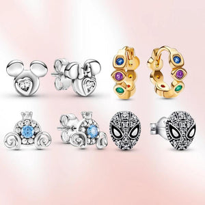 925 Silver Infinity Stones Heart Mouse Earrings DIY Jewelry