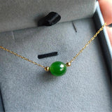 Green Jade Chalcedony 18k Chain Necklace Women Jewelry