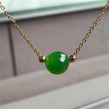 Green Jade Chalcedony 18k Chain Necklace Women Jewelry