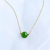 Green Jade Chalcedony 18k Chain Necklace Women Jewelry