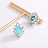925 Silver Paraiba Tourmaline Oval Stud Earrings for Women