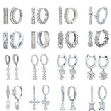 925 Silver Zirconia Hoop Earrings Crystal Pendant Wedding Jewelry