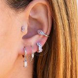 925 Silver Zirconia Hoop Earrings Crystal Pendant Wedding Jewelry