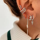 925 Silver Zirconia Hoop Earrings Crystal Pendant Wedding Jewelry