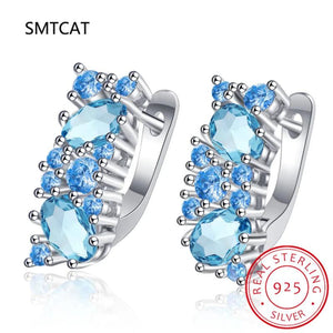 Topaz Gemstone Silver 925 Earrings for Charm Lady