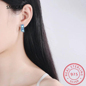 Topaz Gemstone Silver 925 Earrings for Charm Lady