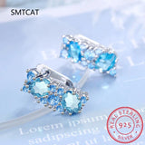 Topaz Gemstone Silver 925 Earrings for Charm Lady