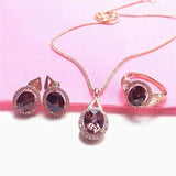 Purple Gemstone Earrings 14K Rose Gold Crystal Wedding Party Jewelry