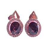 Purple Gemstone Earrings 14K Rose Gold Crystal Wedding Party Jewelry