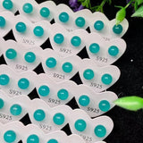 Natural Amazonite Bead Stud Earrings 925 Silver