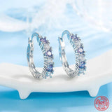 925 Silver Aquamarine Hoop Earrings For Women