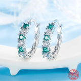 925 Silver Aquamarine Hoop Earrings For Women