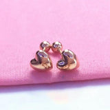 14K Rose Gold Heart Earrings Glossy Purple Plated for Women