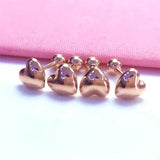 14K Rose Gold Heart Earrings Glossy Purple Plated for Women