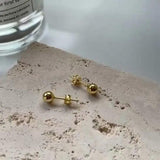 925 Silver Sterling 18K Round Bead Earrings For Women
