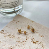 925 Silver Sterling 18K Round Bead Earrings For Women