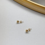 925 Silver Sterling 18K Round Bead Earrings For Women