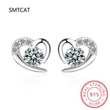 925 Silver Heart-shaped Amethyst Zircon Stud Earrings