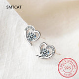 925 Silver Heart-shaped Amethyst Zircon Stud Earrings