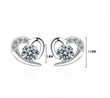 925 Silver Heart-shaped Amethyst Zircon Stud Earrings