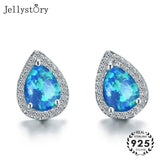 Water Drop Sapphire Emerald Opals Gemstone Stud Earrings