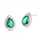 Water Drop Sapphire Emerald Opals Gemstone Stud Earrings