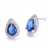 Water Drop Sapphire Emerald Opals Gemstone Stud Earrings