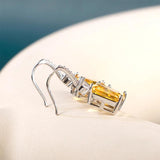 Square Yellow Gemstone Silver 925 Drop Earrings For Women