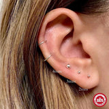 925 Silver CZ Zircon Ear Studs Small Bead Piercing Earrings