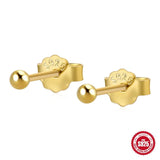 925 Silver CZ Zircon Ear Studs Small Bead Piercing Earrings