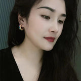 Colorful Agate Bead Earrings Sweet Spring Summer C-shaped