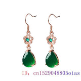 Green Jade Water Drop Earrings 925 Silver Gemstone Natural Jewelry
