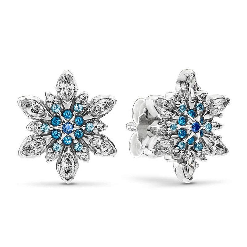 925 Silver Snowflake Stud Earrings DIY Jewelry