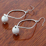 Silver Round Bead Drop Earrings for Women Jewelry