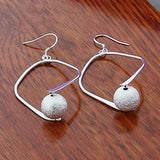 Silver Round Bead Drop Earrings for Women Jewelry