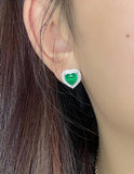 Emerald Hearts & Diamond Stud Earrings for Women