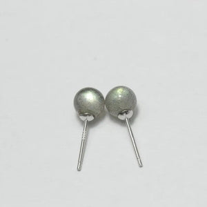 S925 Silver Labradorite Bead Stud Earrings Minimalist Round Beads Jewelry