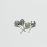 S925 Silver Labradorite Bead Stud Earrings Minimalist Round Beads Jewelry