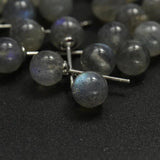 S925 Silver Labradorite Bead Stud Earrings Minimalist Round Beads Jewelry