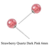925 Silver Stud Earrings Light Dark Pink Strawberry Quartz Earring Jewelry