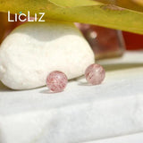 925 Silver Stud Earrings Light Dark Pink Strawberry Quartz Earring Jewelry