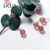 925 Silver Stud Earrings Light Dark Pink Strawberry Quartz Earring Jewelry