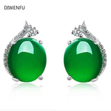 Agate Stud Earrings Silver S925 Jade Crown Fine Valentine Jewelry