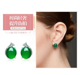 Agate Stud Earrings Silver S925 Jade Crown Fine Valentine Jewelry