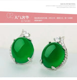 Agate Stud Earrings Silver S925 Jade Crown Fine Valentine Jewelry