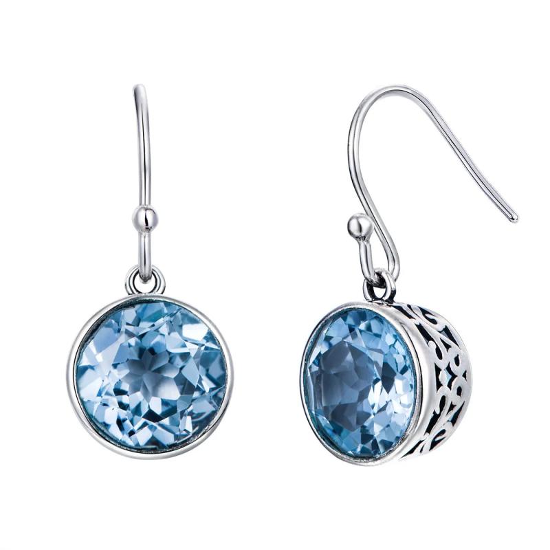 S925 Sterling Silver Sapphire Drop Earrings Real Silver 925 Jewelry