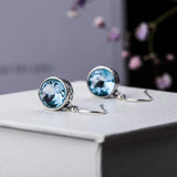 S925 Sterling Silver Sapphire Drop Earrings Real Silver 925 Jewelry