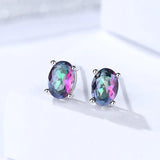 925 Silver Topaz Gemstone Stud Earrings for Women