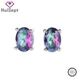 925 Silver Topaz Gemstone Stud Earrings for Women